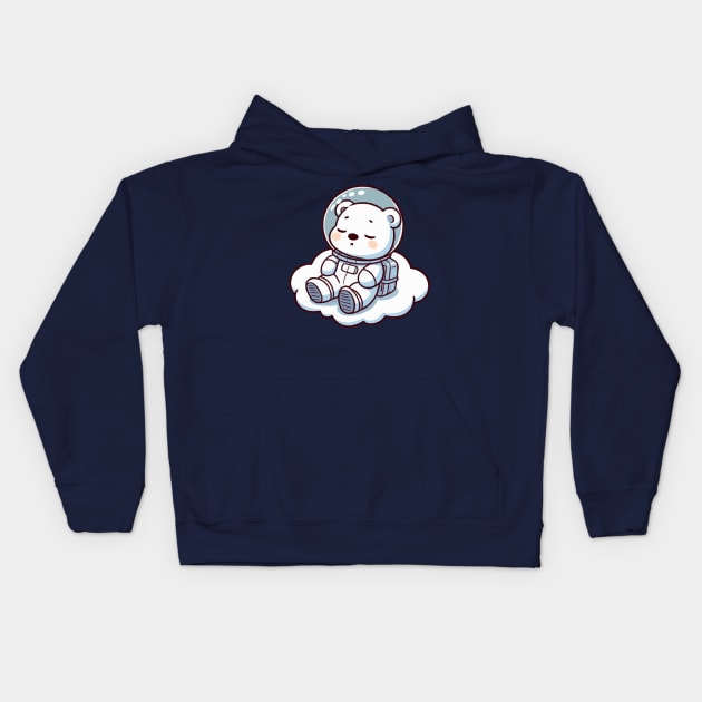 cute astronaut polar bear on clouds Kids Hoodie by fikriamrullah